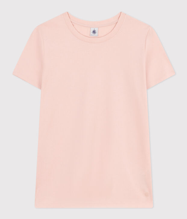 Women's Straight Round-Neck Cotton T-Shirt pink