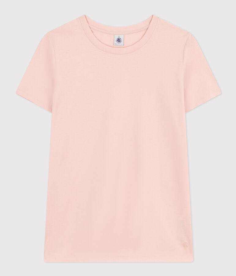 Women's Straight Round-Neck Cotton T-Shirt pink