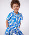 Children's short-sleeved printed cotton shirt MARSHMALLOW blue/PORCELANA