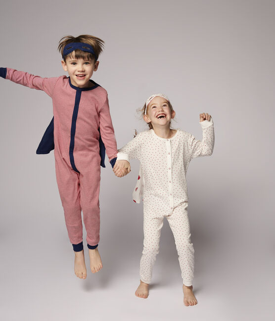 Boys' Superhero Fancy Dress Cotton Jumpsuit TERKUIT red/MARSHMALLOW white