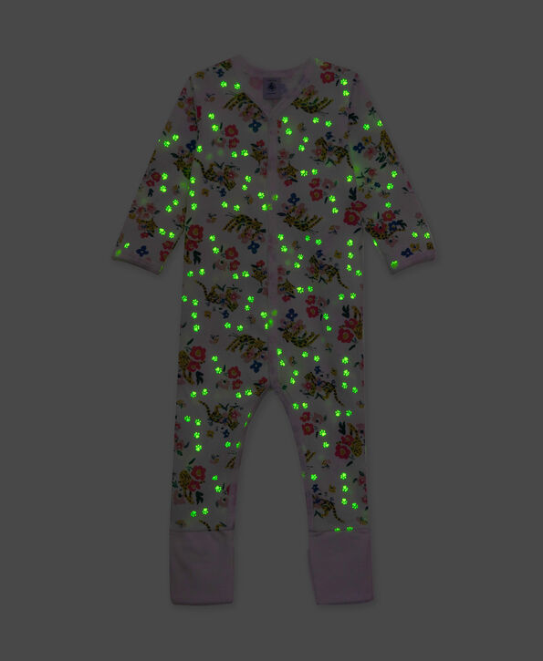 Babies' Glow-In-The-Dark Cotton Sleepsuit with Detachable Feet white/multicolor