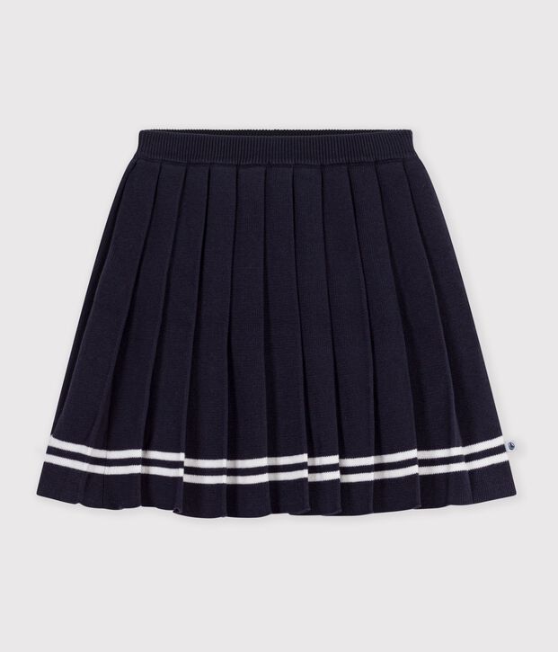 Children's short pleated skirt in plain cotton knit SMOKING