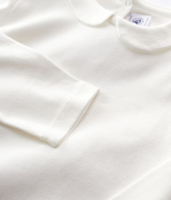Girls' Long-sleeved Cotton T-Shirt MARSHMALLOW white