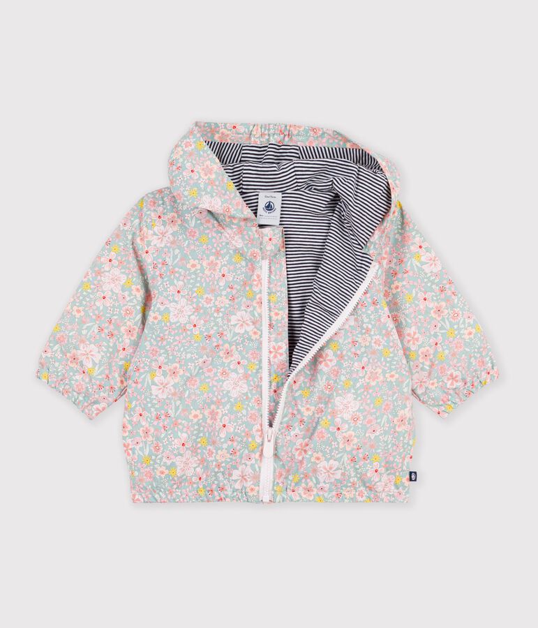 Babies' floral print windbreaker with a pinstripe lining blue/multicolor