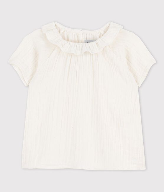 Babies' Organic Cotton Gauze Blouse MARSHMALLOW white