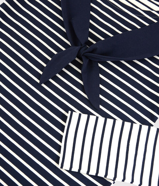Women's Fine Breton Top. MARSHMALLOW white/SMOKING blue