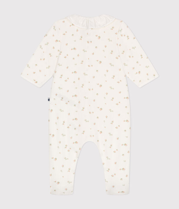 Babies' velour pyjamas white/multicolor