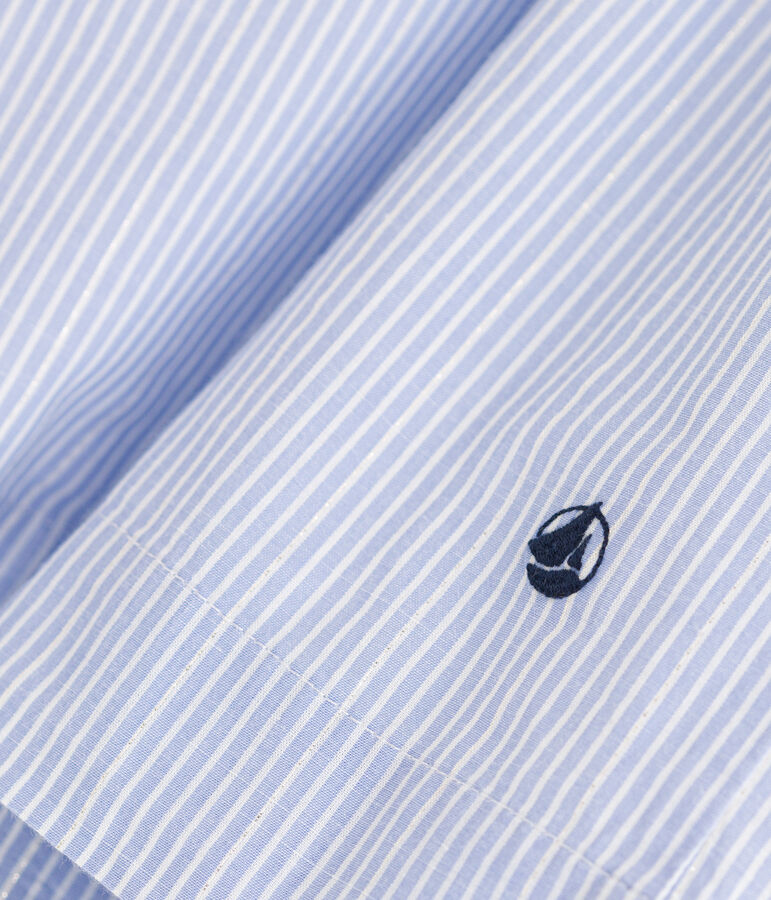 Girls' striped sleeveless poplin dress blue/white/grey