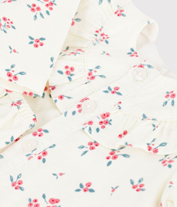 Babies' floral print cotton dress Ecru/multicolor