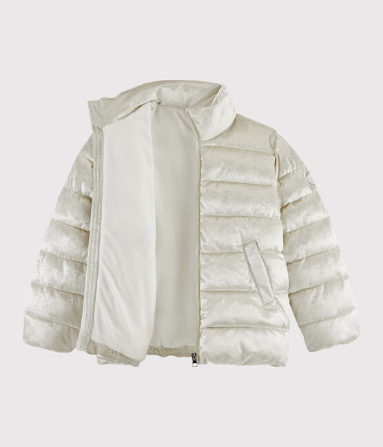 Girls' velvet puffer jacket ARGENT grey