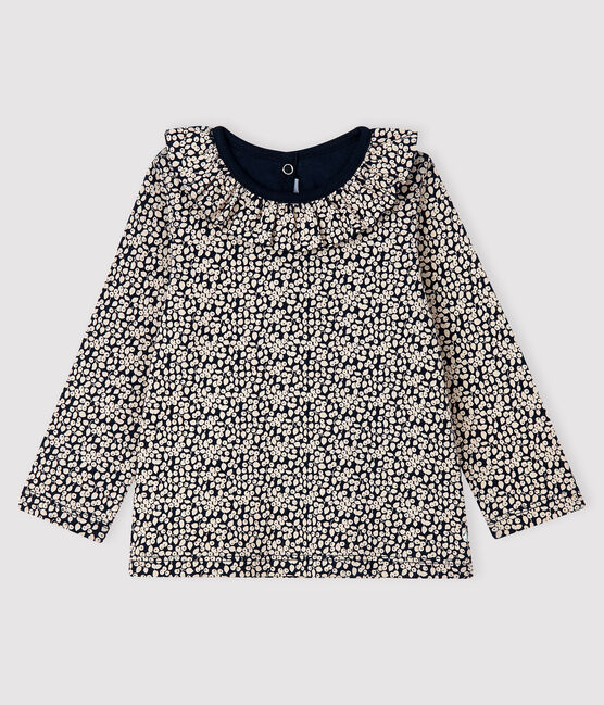 Baby girl's long-sleeved blouse SMOKING blue/MARSHMALLOW white