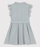Girls' Sleeveless Organic Seersucker  BRUT blue/MARSHMALLOW white