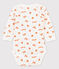 Baby Girls' Squirrel Patterned Long-Sleeved Wrapover Bodysuit MARSHMALLOW white/MULTICO white