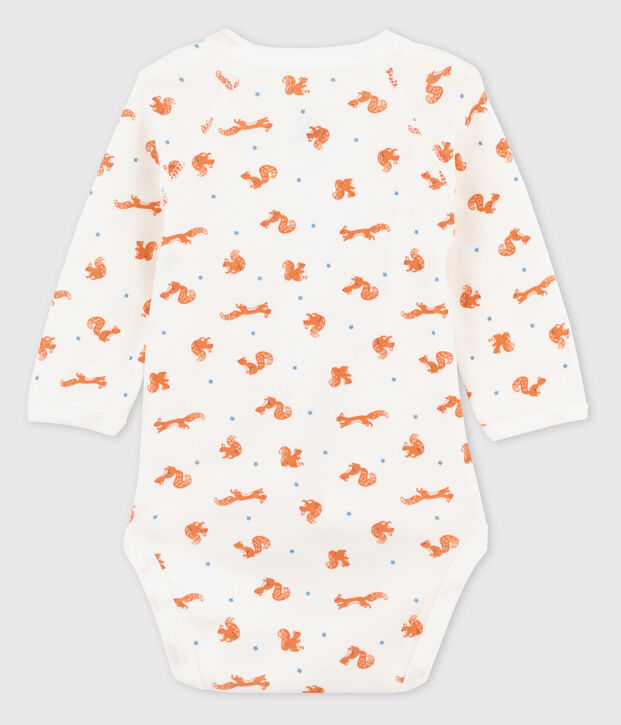 Baby Girls' Squirrel Patterned Long-Sleeved Wrapover Bodysuit white/multicolor