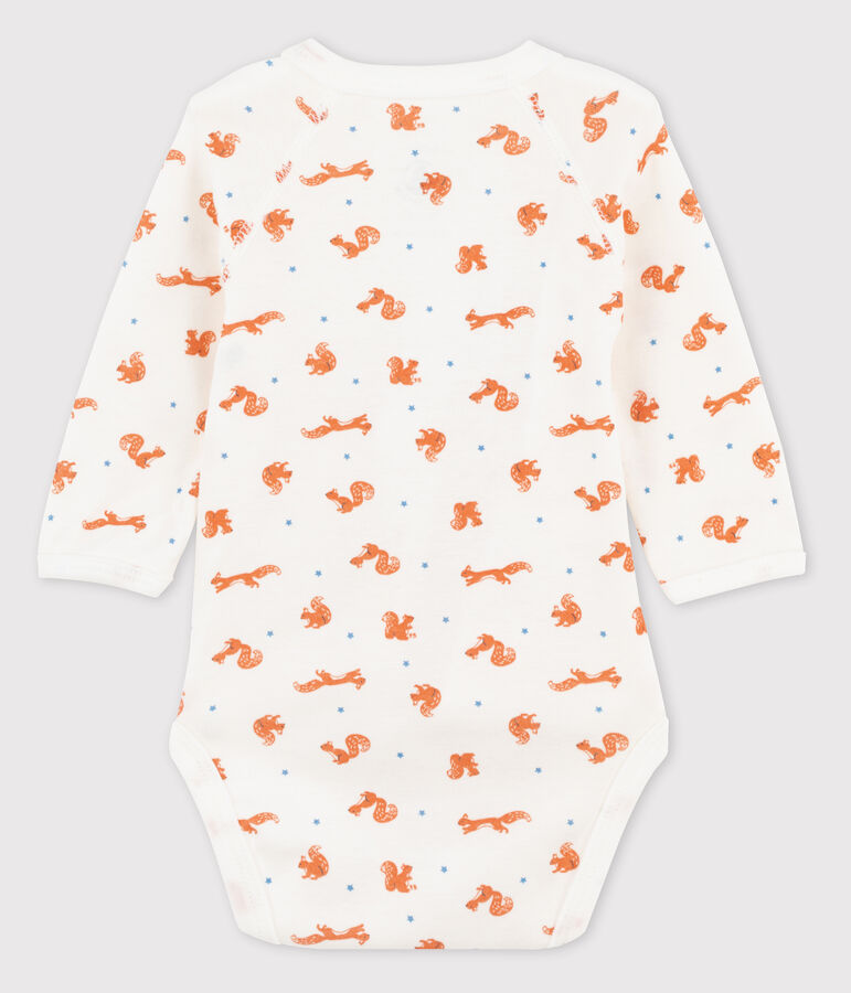 Baby Girls' Squirrel Patterned Long-Sleeved Wrapover Bodysuit white/multicolor