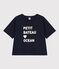 Women's Loose-Fitting Boxy Cotton T-Shirt SMOKING blue