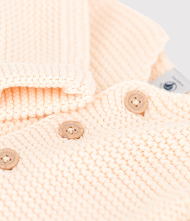 Babies' Moss Stitch Cotton Cardigan Ecru