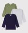 Pack of children's long-sleeved plain T-shirts multicolor