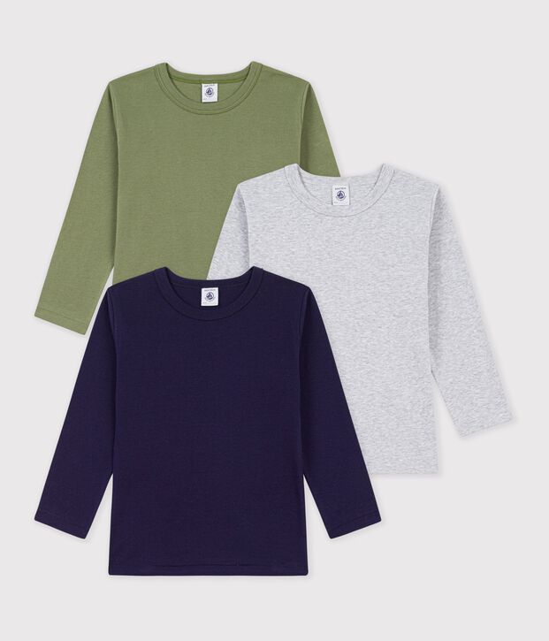 Pack of children's long-sleeved plain T-shirts multicolor