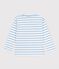 Children's stripy cotton Breton top MARSHMALLOW blue/FLO