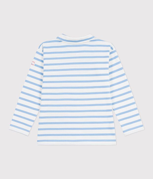 Children's stripy cotton Breton top blue/blue