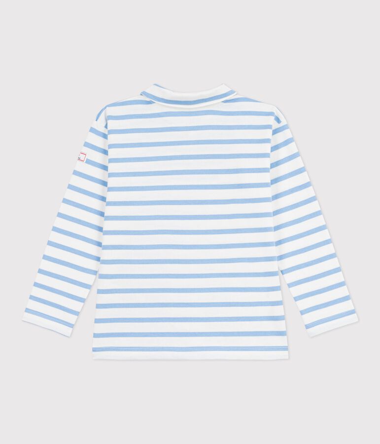 Children's stripy cotton Breton top MARSHMALLOW blue/FLO