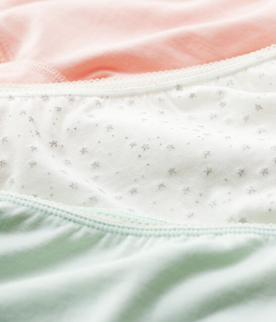 Girls' Sparkly Print Organic Cotton and Elastane Hipsters - 3-Pack variante 1