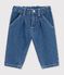 Babies' plain denim trousers blue