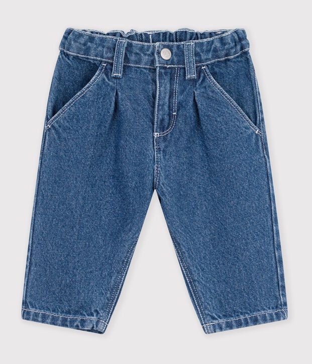 Babies' plain denim trousers blue