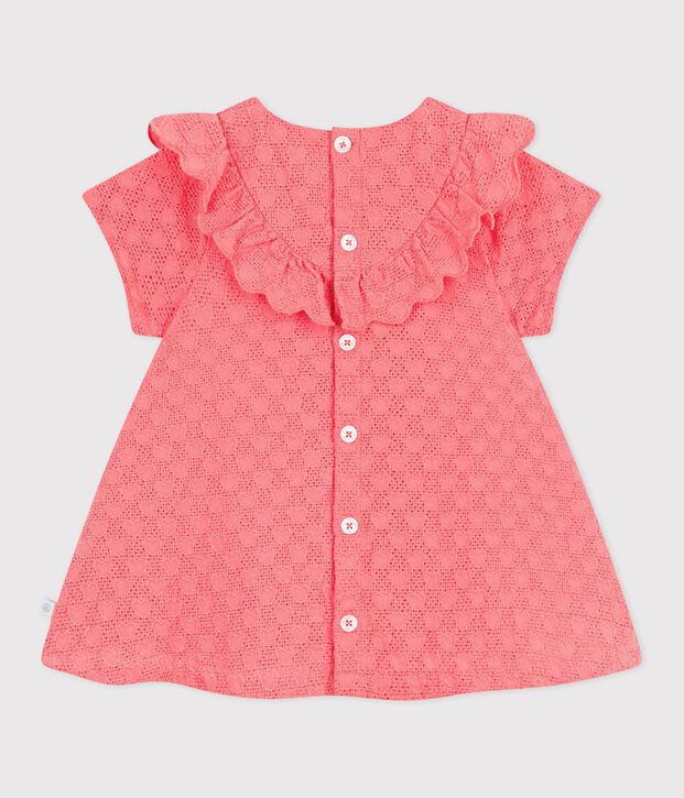 Babies' dress in broderie anglaise with short sleeves and a hearts motif FLAMAND