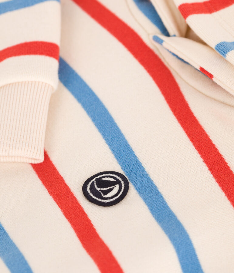 Children's unisex stripy cotton hoodie Ecru/multicolor