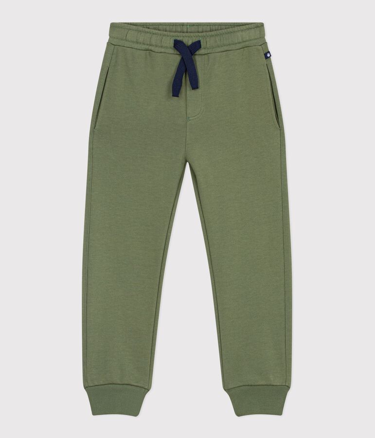 Children's plain cotton jogging bottoms green