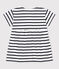 Babies' Short-Sleeved Stripy Thick Jersey Breton Dress MARSHMALLOW white/SMOKING blue
