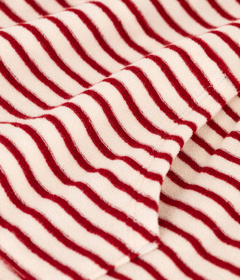 Unisex Stripy Hooded Sweatshirt Ecru/red