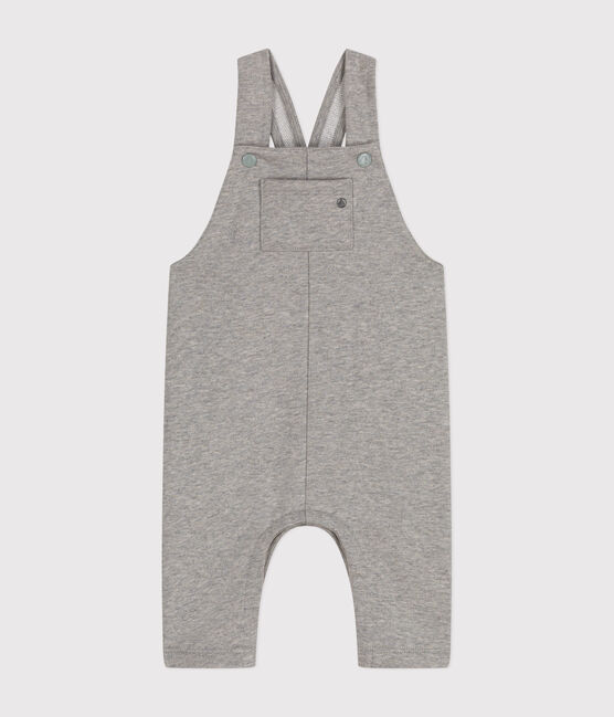 Babies' long fleece dungarees CHATON CHINE grey
