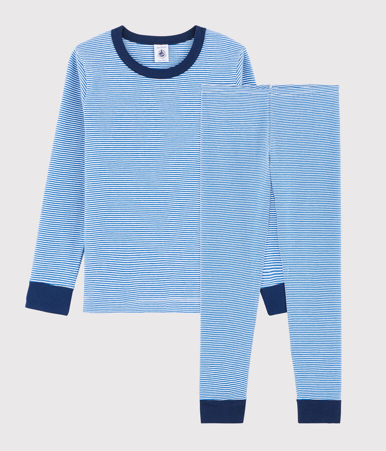 Boys' Blue Pinstriped Ribbed Pyjamas blue/white
