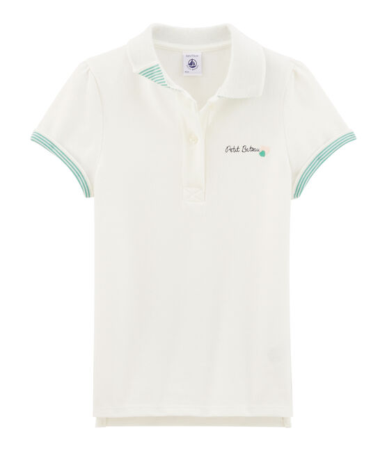 Girls' Short-sleeved Polo Shirt MARSHMALLOW white