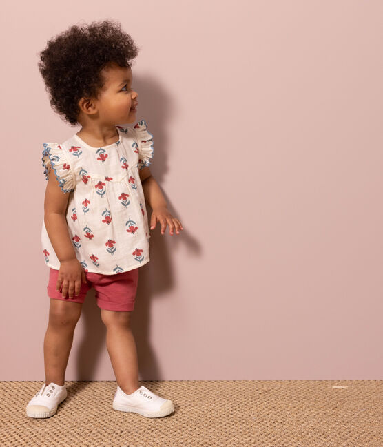 Babies' Plain Slub Jersey Shorts PAPI pink