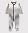 Babies' Velour Sleepsuit MARSHMALLOW white/SMOKING blue
