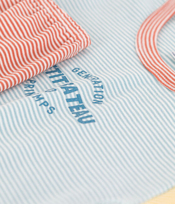 Children's Unisex Three-Tone Pinstriped Cotton Short Pyjamas MIMI /MULTICO