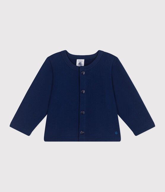 Babies' plain cotton cardigan MEDIEVAL blue