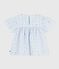 Children's cotton blouse in printed cotton poplin. FRAICHEUR blue/MULTICO white