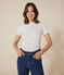 Women's Iconic plain short-sleeved rib knit T-shirt ECUME white