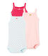 Pack of three baby girl bodysuits with straps