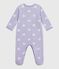 Babies' heart-print velour pyjama suit SQUAW white/MARSHMALLOW