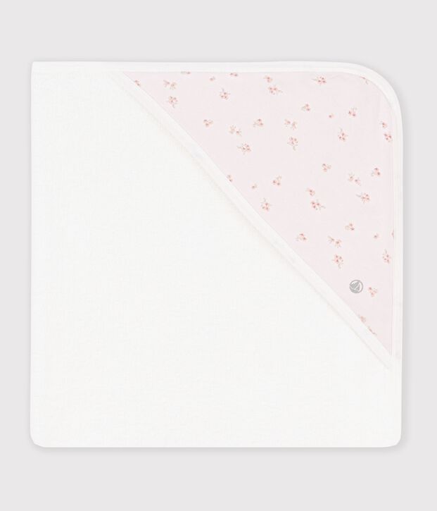 Babies' square cotton bath wrap pink/multicolor