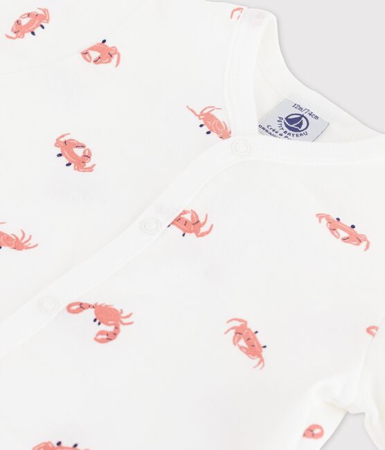 Babies' Little Crab Themed Cotton Playsuit MARSHMALLOW white/MULTICO white