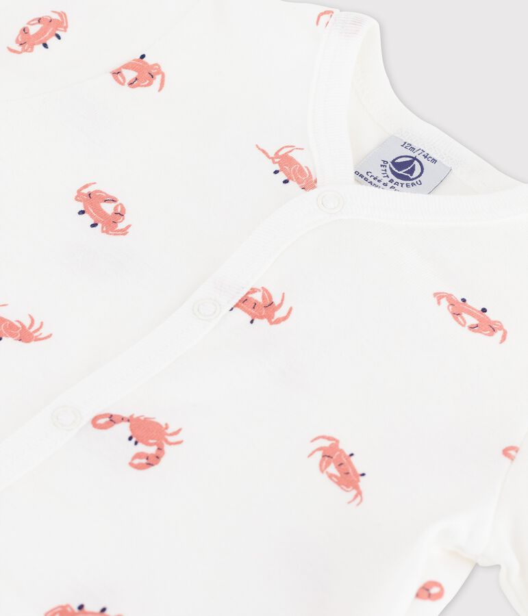 Babies' Little Crab Themed Cotton Playsuit white/multicolor
