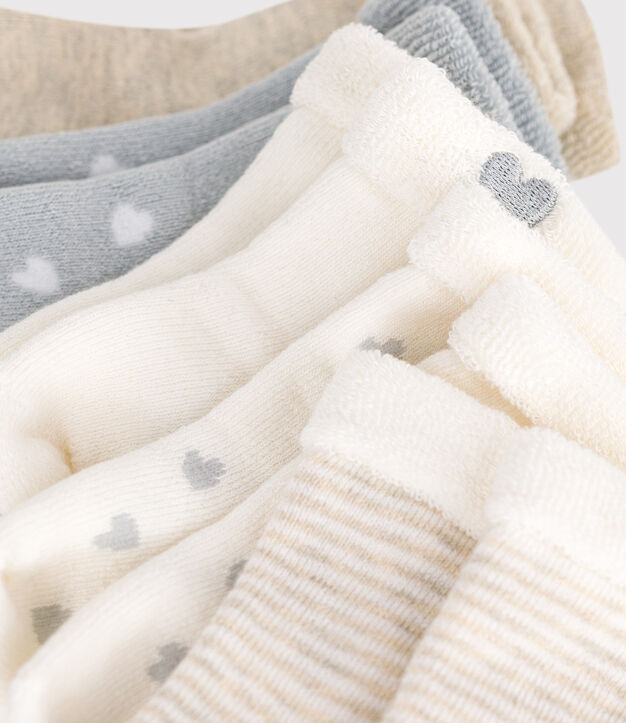Pack of plain cotton socks for newborn babies multicolor