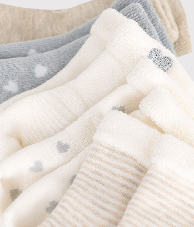 Pack of plain cotton socks for newborn babies multicolor
